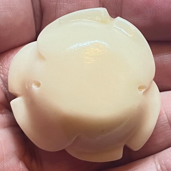 As Low As $2 Medium Cream Coraline Resin Grandiflora Rose Bead 34mm x 22mm 1pc - Picture 3 of 6